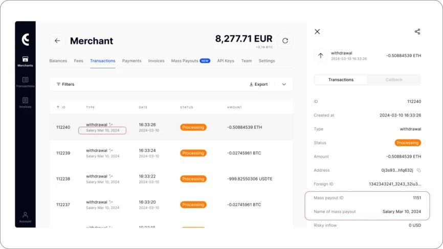 Cryptoprocessing | Mass Payouts by Cryptoprocessing