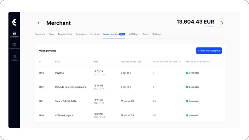 Cryptoprocessing | Mass Payouts by Cryptoprocessing