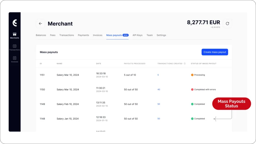 Cryptoprocessing | Mass Payouts by Cryptoprocessing