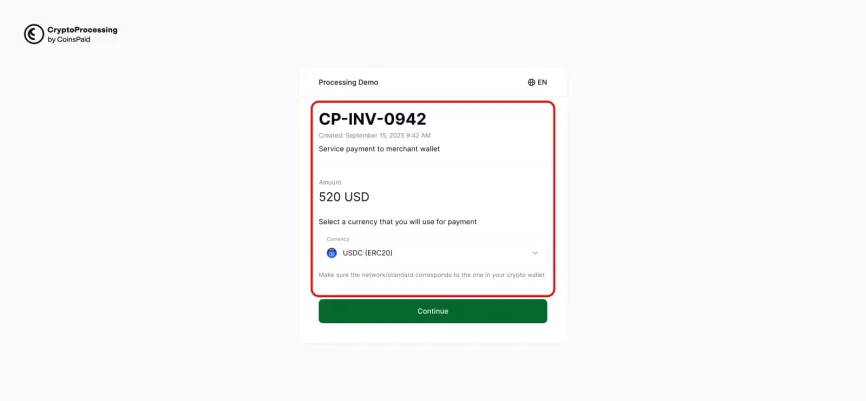 How to accept crypto Step 9