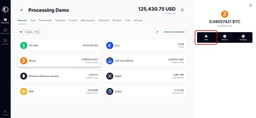 How to send crypto Step 2