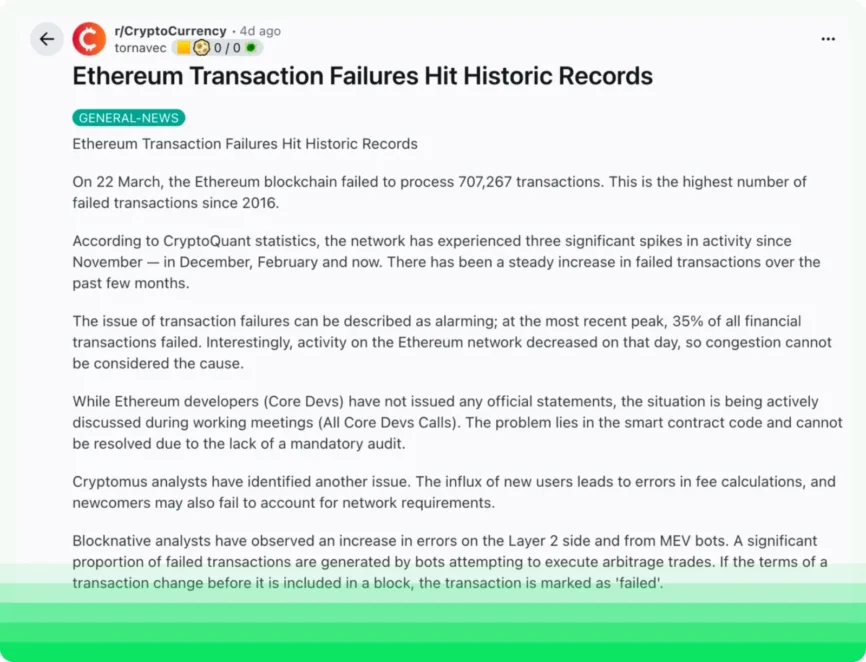 Crypto transaction failed