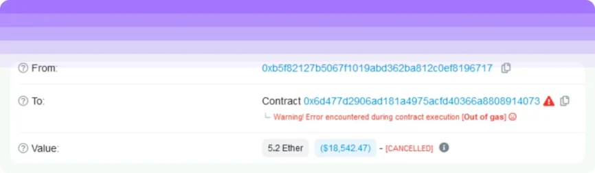 Crypto transaction failed